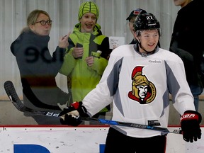 Ottawa Senators forward Curtis Lazar during practice at Bell Sensplex on Feb. 10, 2017. (Tony Caldwell/Postmedia)