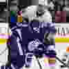 Toronto Maple Leafs center Auston Matthews (34) was all the Islanders and New York Islanders left wing Nikolay Kulemin (86) could handle  in Toronto on Tuesday February 14, 2017. Craig Robertson/Toronto Sun/Postmedia Network