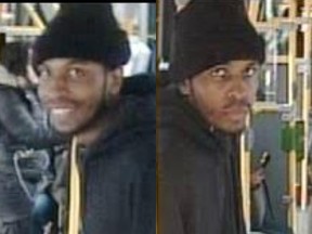 Images from a TTC bus of a man suspected in a Valentine's Day bank heist attempt at Jane and Finch.