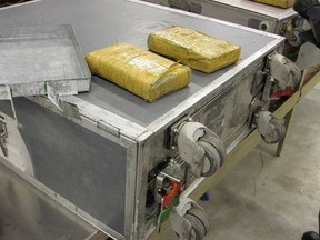 Cocaine found in food trolleys on a plane at Pearson airport. (CBSA)