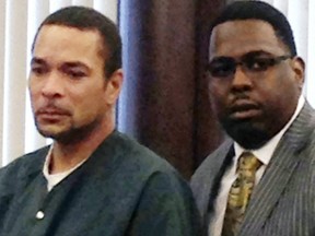 Gregory Green, of Dearborn Heights, Mich., appears in court Wednesday, Feb. 15, 2017, in Dearborn Heights, Mich. Green pleaded guilty Wednesday to second-degree murder in the slayings of his two young children and two older stepchildren at his suburban Detroit home. (Oralander Brand-Williams/Detroit News via AP)