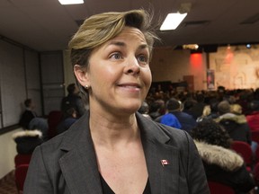 Dr. Kellie Leitch, federal Conservative leadership hopeful, speaks during a Rally For Free Speech event hosted by Ezra Levant on Wednesday, Feb. 15, 2017 in Toronto. (STAN BEHAL/TORONTO SUN)