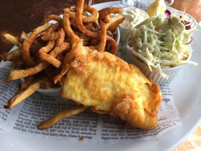 Halibut fish and chips at Pelican Grill