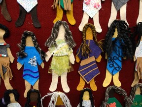 Some of the 600 faceless dolls created by Fanshawe College students to raise awareness of missing and murdered indigenous women on Wednesday February 15, 2017. (MORRIS LAMONT, The London Free Press)