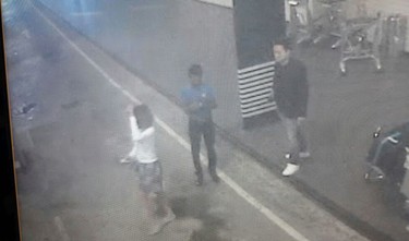 This image provided by Star TV on Wednesday, Feb. 15, 2017, of closed circuit television footage from Monday, Feb 13, 2017, shows a woman, left, at Kuala Lumpur International Airport in Sepang, Malaysia, who police say was arrested Wednesday in connection with the death of Kim Jong Nam, the half brother of North Korean leader Kim Jong Un. (Star TV via AP) ORG XMIT: TKTT501