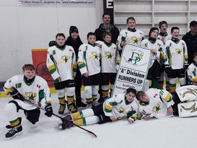 The Seaforth Stars peewee hockey team lost in the Doug Perkes Memorial Tournament championship to the Lambton Shores Predators. 5-4 last Sunday. (Shaun Gregory/Huron Expositor)