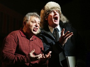 Paul Amato as Giuseppe and Scott Maudsley as the Chief, rehearse a scene from  Sudbury Theatre Centre's Moose on the Loose in Sudbury, Ont. on Tuesday February 14, 2017. Gino Donato/Sudbury Star/Postmedia Network