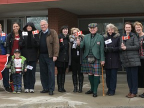 Waving the flag on Flag Day at the Livingson Centre. (CHRIS ABBOTT/TILLSONBURG NEWS)