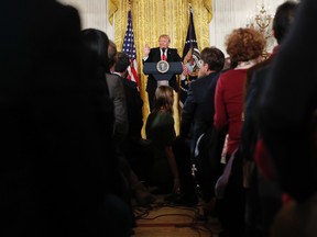 President Donald Trump speaks during a news conference in the East Room of the White House in Washington, Thursday, Feb. 16, 2017. (AP Photo/Pablo Martinez Monsivais)