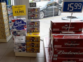Beer is on display inside a store in Drummondville, Que., on Thursday, July 23, 2015. THE CANADIAN PRESS/Ryan Remiorz