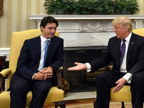 Sean Kirkpatrick/The Canadian Press
Prime Minister Justin Trudeau meets with U.S. President Donald Trump in the Oval Office of the White House in Washington, D.C., on Monday, Feb. 13.