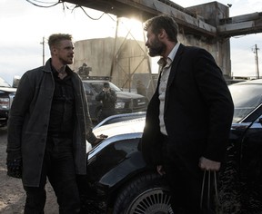 Pierce (Boyd Holbrook) and Logan (Hugh Jackman) face off. Photo Credit: Ben Rothstein.