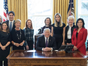 Toronto's Tina Lee, who was invited by Prime Minister Justin Trudeau to join Canadian and American women business leaders at the White House this week, is seen here in the Oval Office to the far right of President Donald trump. SUPPLIED PHOTO