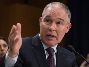 Scott Pruitt testifies on Capitol Hill in Washington at his confirmation hearing before the Senate Environment and Public Works Committee on Jan. 18, 2017. (AP Photo/J. Scott Applewhite, File)