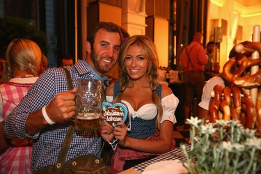 Dustin Johnson attends with Paulina Gretzky the BMW International Open 25th Anniversary Party at Rilano No. 6 Lenbach Palais on June 21, 2013 in Munich, Germany.  (Alexander Hassenstein/Getty Images For BMW)