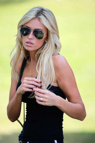 Paulina Gretzky watches the play of Dustin Johnson during the final round of the TOUR Championship by Coca-Cola at East Lake Golf Club on Sept. 22, 2013 in Atlanta, Ga.  (Photo by Sam Greenwood/Getty Images)