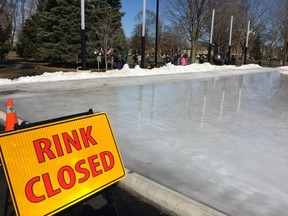 The rink at London's Victoria Park looked more like a pool Saturday.