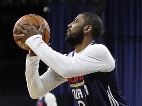 Kyrie Irving of the Cleveland Cavaliers practices for the 2017 NBA All-Star Game at the Mercedes-Benz Superdome on February 18, 2017 in New Orleans. (Ronald Martinez/Getty Images)