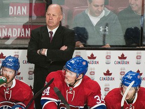 Montreal Canadiens coach Claude Julien looks on during a game against the Winnipeg Jets in Montreal, Saturday, February 18, 2017. (THE CANADIAN PRESS/Graham Hughes)