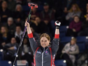 Northwest Territories skip Kerry Galusha was elated after knocking off New Brunswick in Scotties pre-qualifying on Saturday. CP