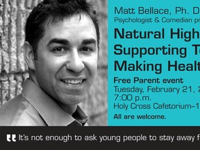 Dr. Matt Bellace will speak Tuesday night at Holy Cross Catholic Secondary School on the topic "Natural Highs: Supporting Teens in Making Healthy Choices." (Handout photo)