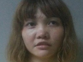 This handout picture released by the Royal Malaysian Police in Kuala Lumpur on February 19, 2017 shows suspect Doan Thi Huong of Vietnam, detained in connection to the February 13 assassination of Kim Jong-Nam, the half brother of North Korean leader Kim Jong-Un. Malaysian police said on February 19 they were seeking four more North Korean suspects in the February 13 assassination of Kim Jong-Un's half-brother at Kuala Lumpur's main airport, but the four had already left the country. / AFP PHOTO / Royal Malaysian Police / Handout /