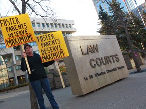 Protestors outside the courthouse in Edmonton, Alta.: Oct 17, 2011. Candace Elliott/Postmedia