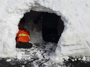 A snow fort being built in Lawrencetown, N.S. is shown in a handout photo. (THE CANADIAN PRESS-HO-Steve Bayers)