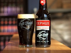 Left Field Brewery?s Eephus oatmeal brown ale is among the brewery?s baseball-inspired brews on tap tonight at Milos? Craft Beer Emporium.
