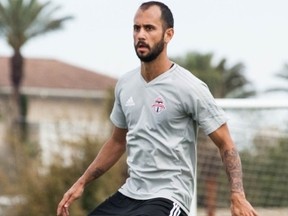 Toronto FC's newest signing, Victor Vazquez, runs a drill during pre-season camp in Florida yesterday. (CLAYTON HANSLER/TORONTO FC)