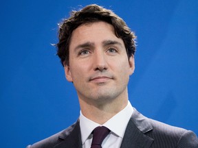 Prime Minister Justin Trudeau attends a joint press conference with the German Chancellor on February 17, 2017 in Berlin. (KAY NIETFELD/Getty Images)