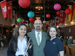 Submitted photo
From left: Kaitlin (Grade 12 student and Active Citizenship Prefect), Mr. Scott Mills (Band Director and Instrumental Music Teacher) and Rosemary (Grade 12 student and Arts/Head Prefect).
