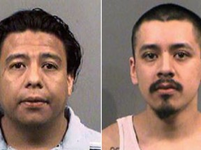 Omar Cantero Martinez, left, and his brother, Armando Sotelo, were sentenced Wednesday for their hate-crime attack on three Somalis. ((Sedgwick County Sheriff's Office via AP)