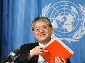 Salvatore Di Nolfi/The Associated Press
Human Rights Council president Choi Kyong-lim of South Korea addresses the media during a briefing about the Human Rights Council 33rd regular session at the European headquarters of the United Nations in Geneva, Switzerland.