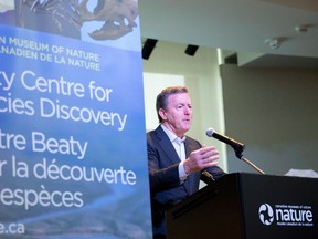 Ross Beaty speaks during the announcement of a $4-million gift from the  Beaty family to the Canadian Museum of Nature on Feb. 23 in Ottawa. The Canadian Press / Justin Tang