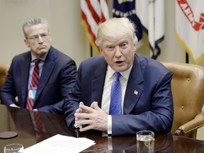 U.S. President Donald Trump speaks during a listening session on domestic and international human trafficking in the Roosevelt Room of the White House on February 23, 2017 in Washington, DC. (Photo by Oliver Douliery/Pool-Getty Images)