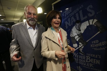 Eddie Shack and his wife Norma at the game as the New York Rangers alumni showed up in Toronto on Thursday, February 23, 2017. (Jack Boland/Toronto Sun)
