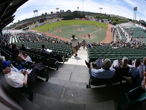 Fans find their seats for the Edmonton Prospects and Regina Red Sox Western Major Baseball League game at Telus Field on June 7, 2015. (Perry Mah)