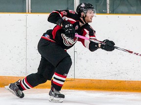 Chris Minns scored twice as the Gananoque Islanders downed the Napanee Raiders 5-2 in a Provincial Junior Hockey League Tod Division semifinal game Thursday night in Gananoque. The Raiders still lead the best-of-seven series, 3-1.