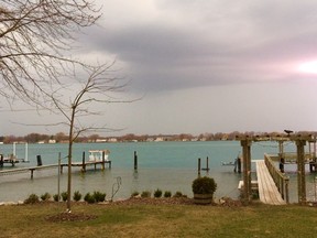 Lightning on the St. Clair River on Friday afternoon, Feb. 24
