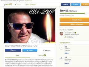 Brian Vigneault's memorial page on GoFundMe. (Website screenshot)