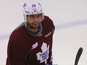 Joffrey Lupul skates during Leafs practice at the MasterCard Centre in Toronto on Nov. 19, 2014. It appears Lupul has played his last game in the NHL. (Dave Abel/Toronto Sun/Files)