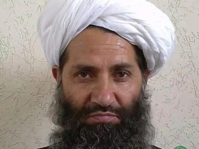 In this undated and unknown location photo, the new leader of Taliban fighters, Mullah Haibatullah Akhundzada poses for a portrait. (Afghan Islamic Press via AP)