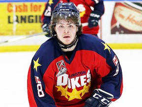 Wellington Dukes sharpshooter Brayden Stortz missed the OJHL scoring title by one point, but led all scorers with 37 goals. (Ed McPherson/OJHL Images)