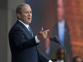 Former U.S. President George W. Bush said "we all need answers" on the extent of contact between President Donald Trump's team and the Russian government during an interview on Monday, Feb. 27, 2017, (Manuel Balce Ceneta/AP Photo/Files)