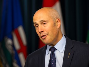 Alberta Party leader Greg Clark answers questions during a press conference at the Alberta Legislature in Edmonton, Alta., on Monday October 26, 2015. FILE PHOTO