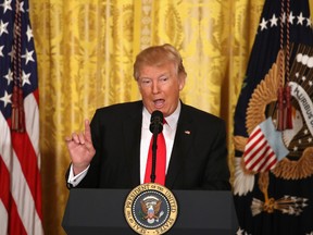 U.S. President Donald Trump speaks during a news conference announcing Alexander Acosta as the new Labor Secretary nominee in the East Room at the White House on February 16, 2017 in Washington, DC. The announcement comes a day after Andrew Puzder withdrew his nomination. (Photo by Mark Wilson/Getty Images)