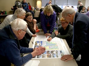Citizens gather in the press room of the Portsmouth Olympic Harbour in Kingston on Monday to discuss the visioning of the harbour and Kingston Penitentiary site. (Ian MacAlpine/The Whig-Standard)