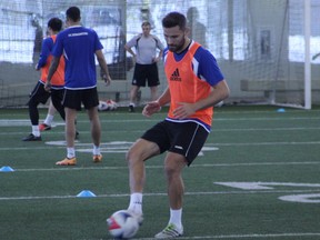 FC Edmonton defender Adam Straith takes part in practice at the Commonwealth Stadium Field House on Tuesday, Feb. 28, 2017. (Supplied)