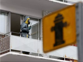 Hazmat crews from the Ottawa Fire Services along with Ottawa Police and OPP tear down a meth lab art the corner of Clarence and Beausoleil Dr. in Ottawa Tuesday Feb 28, 2017.